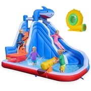 Costway Inflatable Water Slide with Climbing Wall, Splash Pool & Water Cannon for Backyard