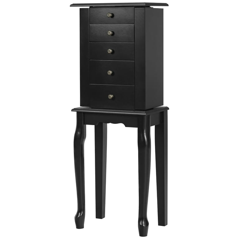 Costway Jewelry Cabinet Storage Chest Standing Organizer Mirror Black