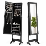 Costway Jewelry Mirrored Cabinet Armoire Organizer Storage Box w/ Stand Christmas Gift
