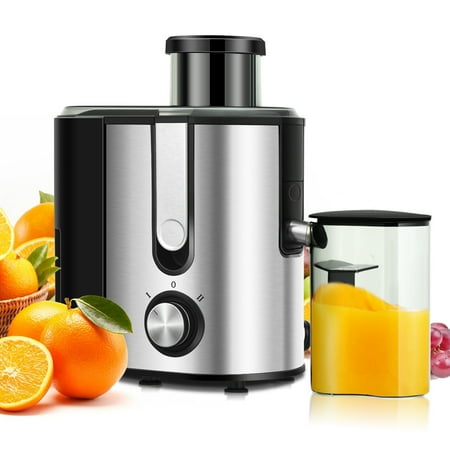 Costway - Juicer Machine Juicer Extractor Dual Speed w/ 2.5'' Feed Chute - Silver + Black
