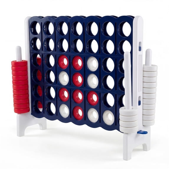 Costway Jumbo 4-to-Score 4 in A Row Board Game Set Outdoor Indoor Kids Adults Family Fun White + Navy