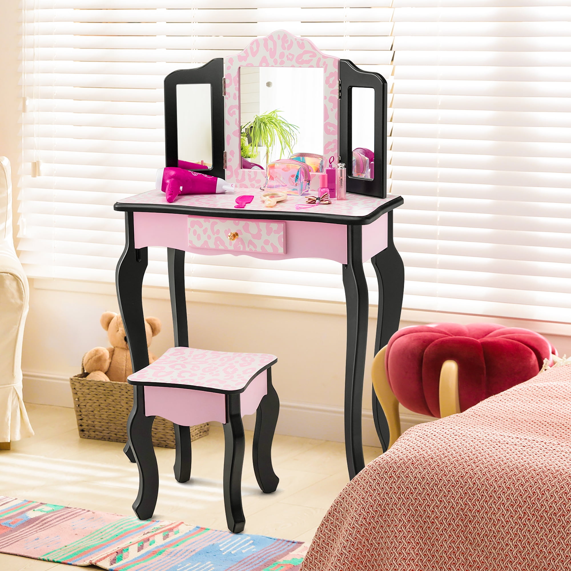 Leopard vanity stool deals