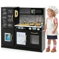 thumbnail image 1 of Costway Kid’s Pretend Play Kitchen Toddler Kitchen Playset with Blackboard Black, 1 of 11