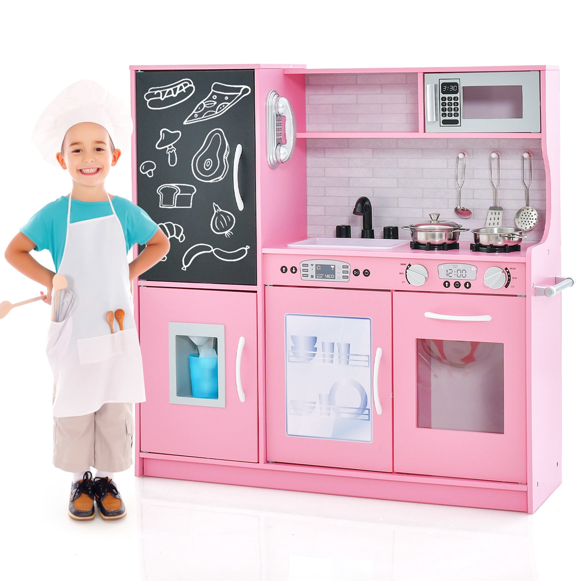 Nyeekoy Kids Kitchen Playset Little Chef Play Kitchen Set Children Pretend  Play Cook Toys, Pink TH17Y0732 - The Home Depot