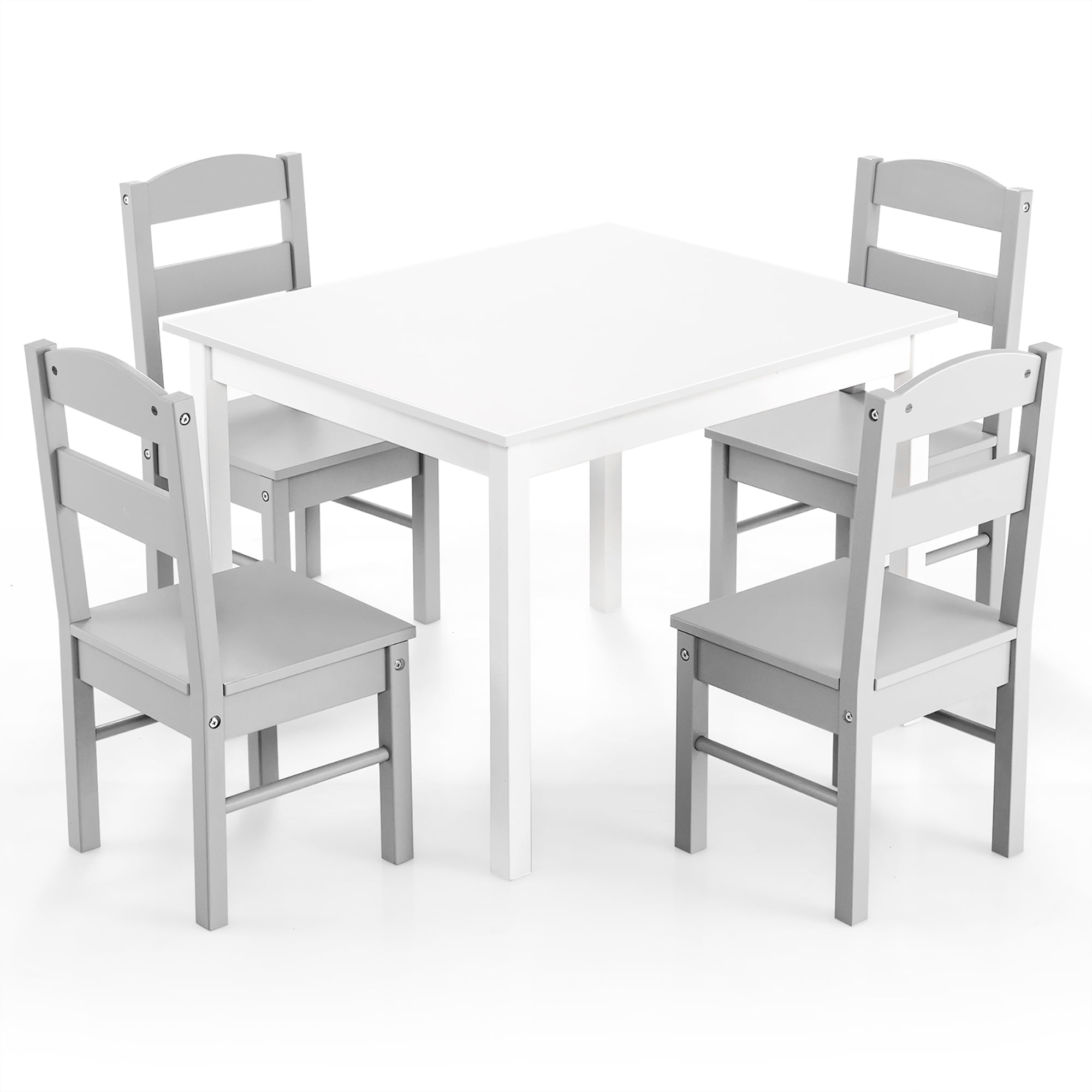 Costway Kids 5 Piece Table & Chair Set Wooden Children Activity Playroom Furniture Gift