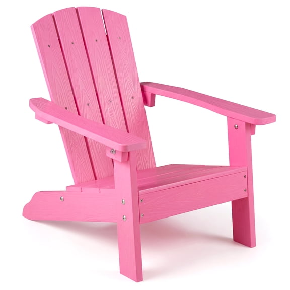 Costway Kids Adirondack Chair with High Backrest Armrests Fire Pit Chair for Kids Ages 3-8 Pink