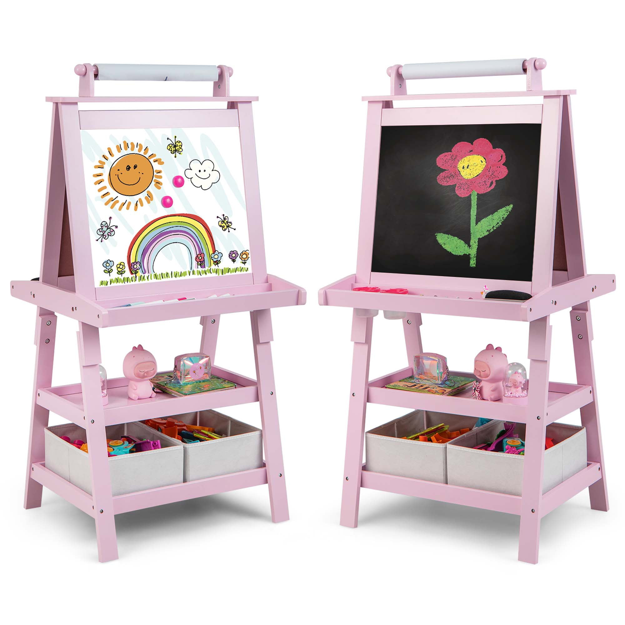 Buddy N Buddies Tabletop Easel for Kids - Art Easel for Toddler - Kids Easel Chalkboard White Board for Kids - Dry Erase Easel for Kids - Portable