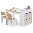 thumbnail image 1 of Costway Kids Art Table & Chairs Set with Paper Roll Wooden Craft Study Desk Active Play Natural, 1 of 7