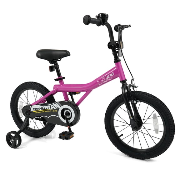 Costway Kids Bike, 16 Inch Bicycle for Children with Removable Training Wheels, Dual Brakes Pink