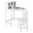 thumbnail image 1 of Costway Kids Corner Desk & Chair Set Wooden Study Writing Workstation with Storage & Hutch, 1 of 10