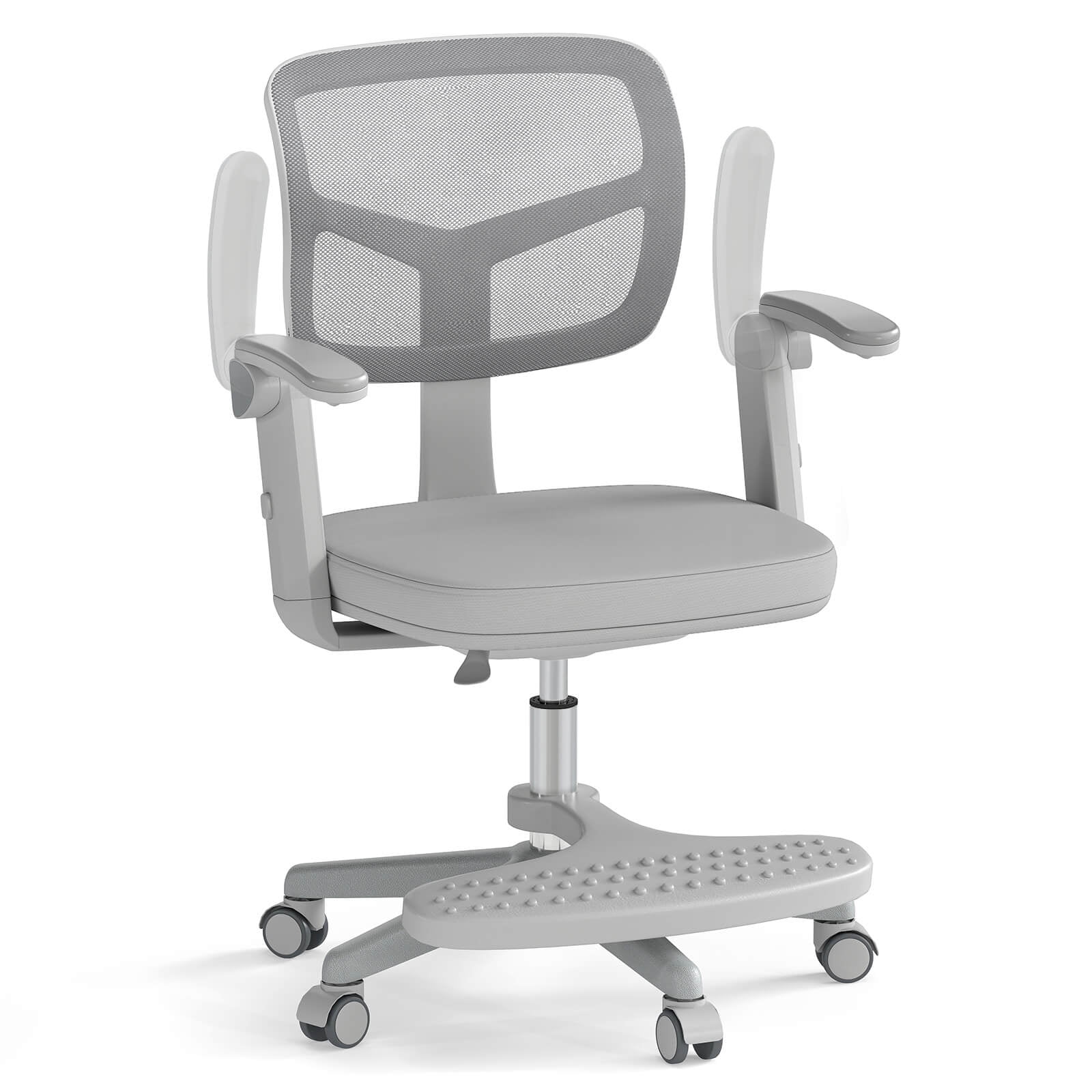 Costway Kids Desk Chair Children Study Chair with Adjustable Height, Armrest & Footrest Gray
