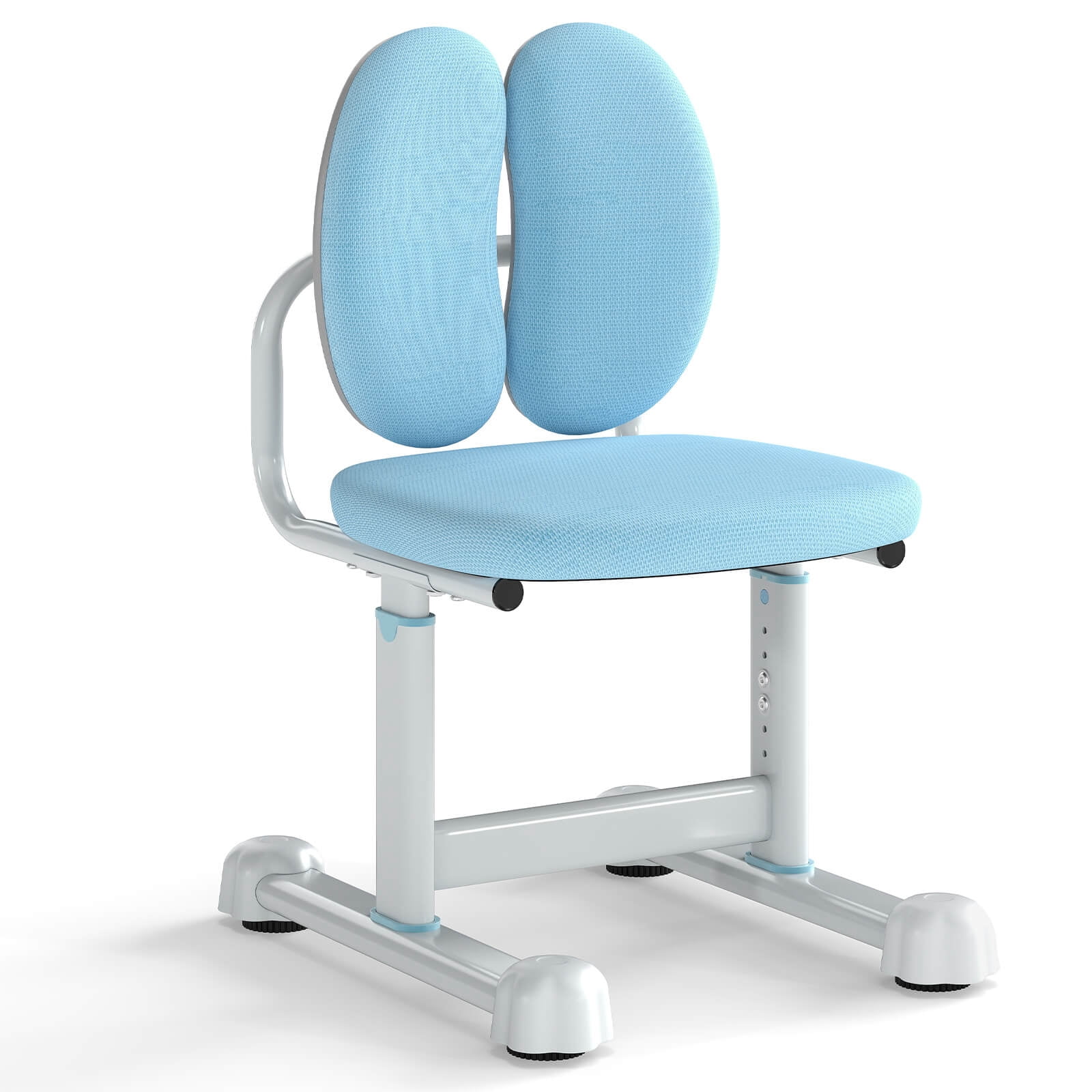 Costway Kids Desk Chair with Double Back Support Adjustable Height Upholstered Computer Chair Blue