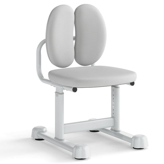 Costway Kids Desk Chair with Double Back Support Adjustable Height Upholstered Computer Chair Gray