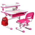 thumbnail image 1 of Costway Kids Desk and Chair Set Height Adjustable Study Table with Storage Drawer Pink, 1 of 12