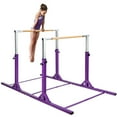 thumbnail image 1 of Costway Kids Double Horizontal Bars Gym Home Adjustable Purple, 1 of 12