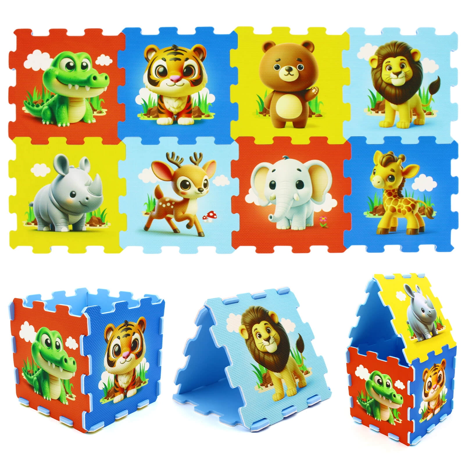Costway Kids Foam Puzzle Play Mat 8-Piece Interlocking Baby Floor Puzzle Tiles Colorful