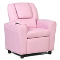 thumbnail image 1 of Costway Kids PU Solid Print Cup Holder Recliner Armchair Sofa Seat Couch Chair, Pink, 1 of 12
