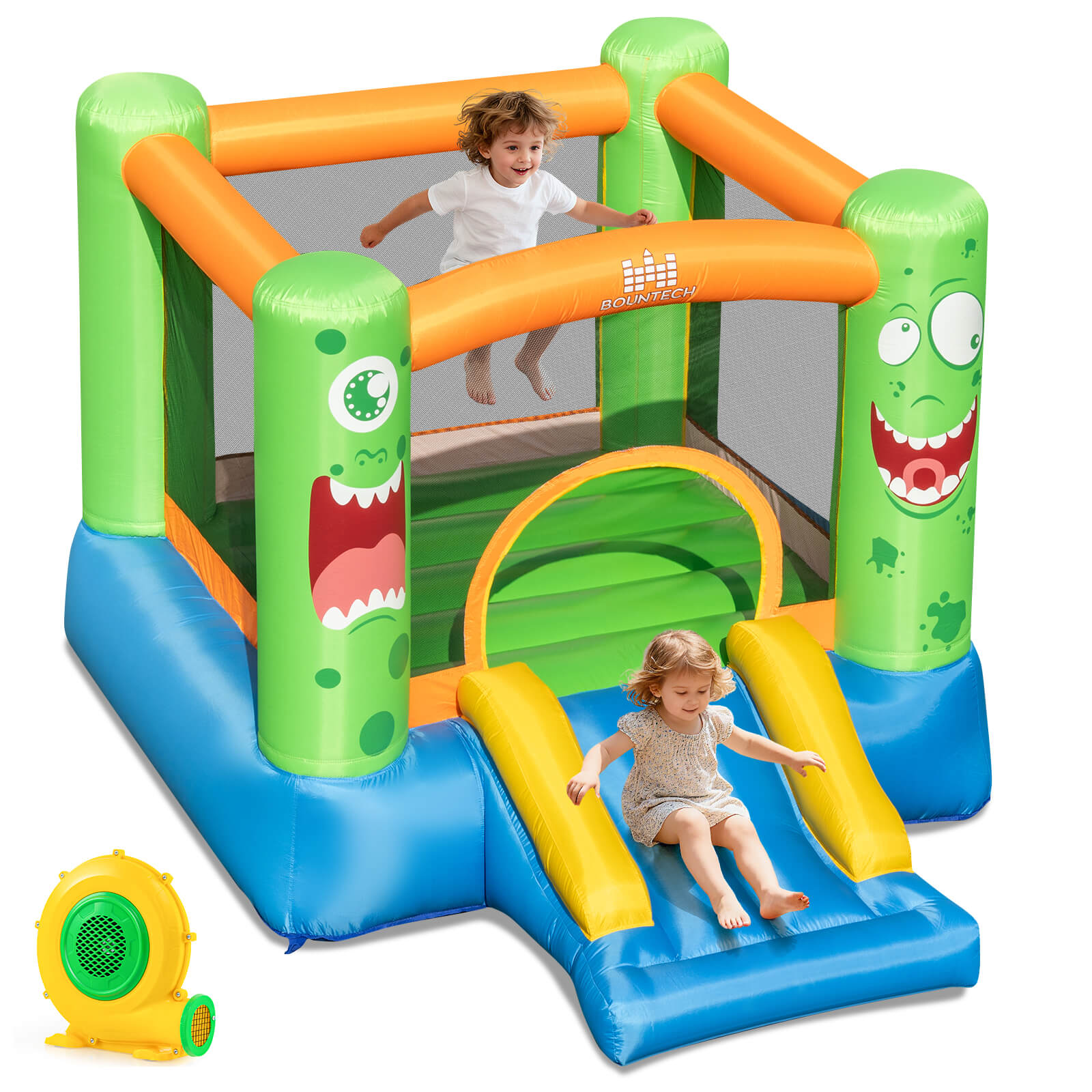 Costway Kids Playing Inflatable Bounce House Jumping Castle Game Fun Slider 480W Blower: Shop With Context
