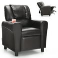 thumbnail image 1 of Costway Kids Recliner Chair PU Leather Armrest Sofa w/Footrest Cup Holder Brown, 1 of 10