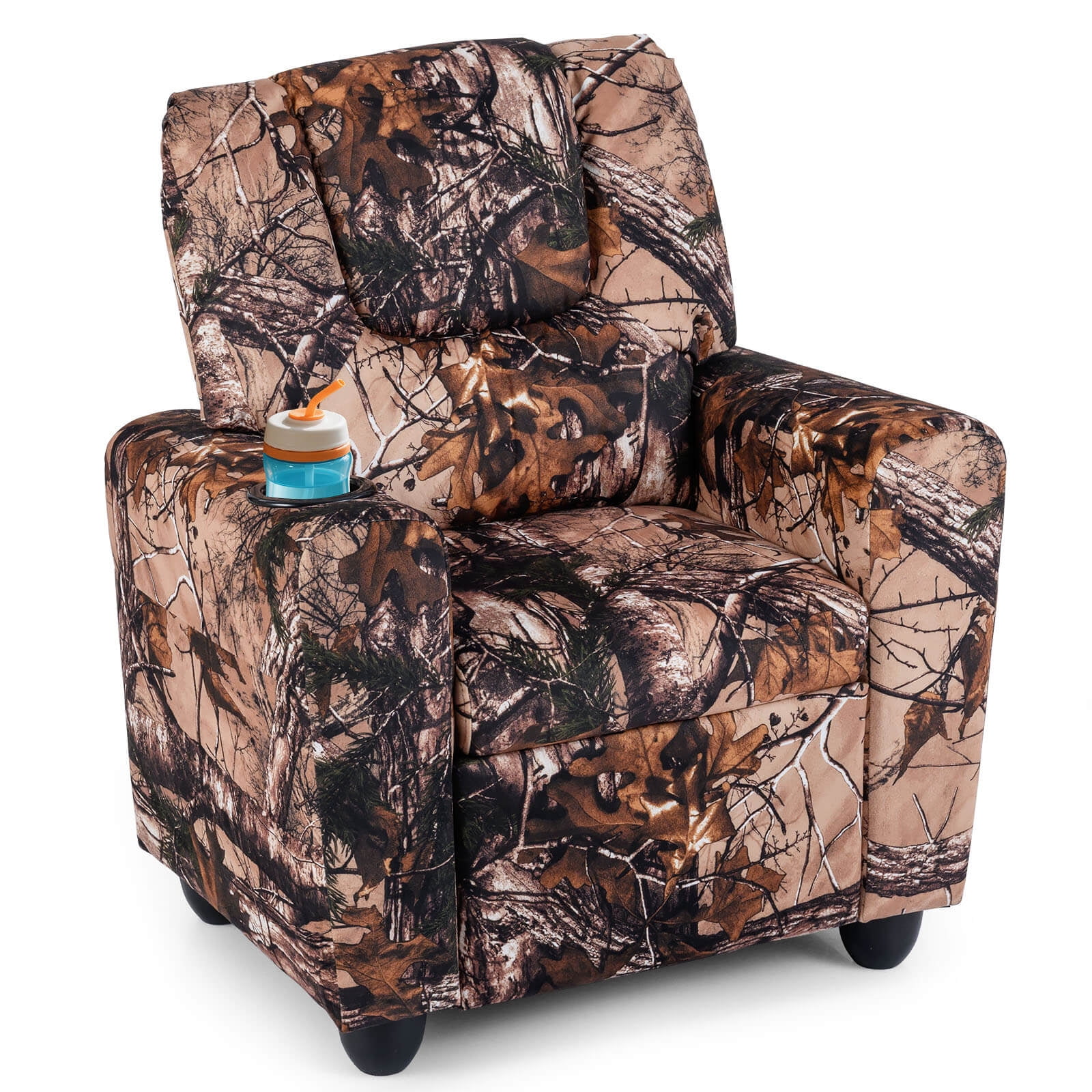 Costway Kids Recliner with Cup Holder with Adjustable Backrest Footrest for Boys Girls Zebra