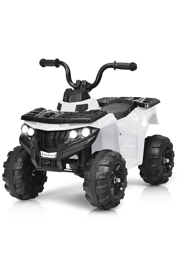 Kids Ride On ATV Quad 4 Wheeler Electric Toy Car 6V Battery Power Led Lights, White