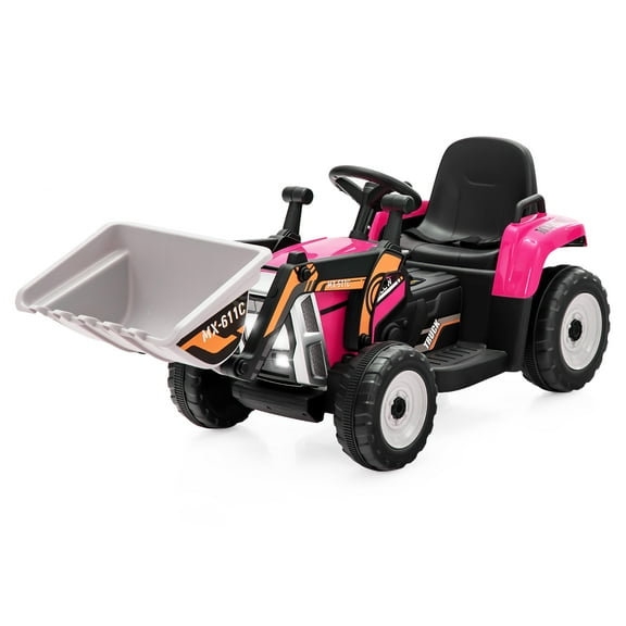 Costway Kids Ride On Excavator Digger 12V Electric Tractor RC w/ Digging Bucket Pink