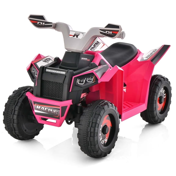 Costway Kids Ride on ATV 4 Wheeler Quad Toy Car 6V Battery Powered Motorized Toy Rose Red