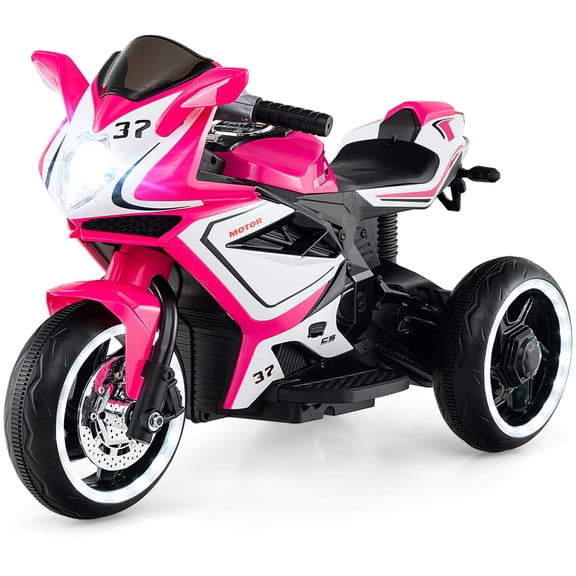 Costway Kids Ride on Motorcycle 6V Battery Powered Mini Electric Motorbike with LED Lights Pink