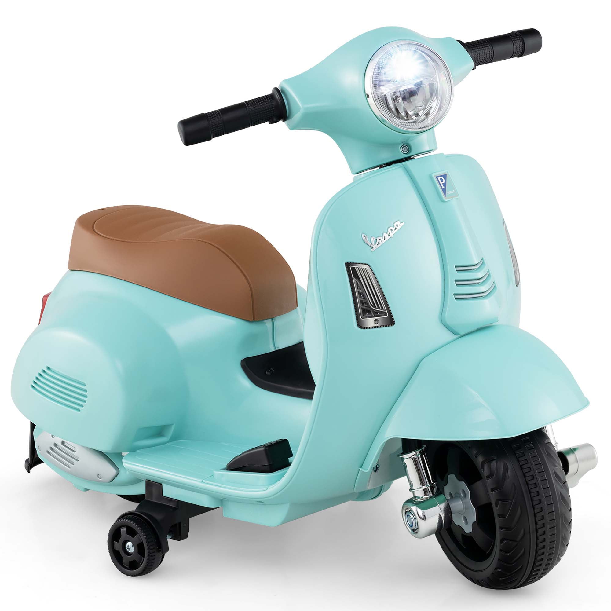 Costway Kids Ride on Motorcycle with Training Wheels Headlight Horn 6V Battery Green