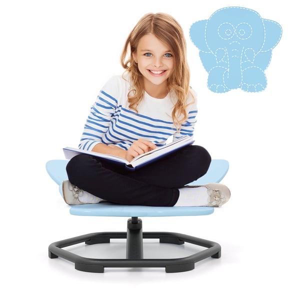 Costway Kids Sensory Swivel Chair with Non-Slip Metal Base for Autistic Kids Indoor Outdoor Blue Elephant