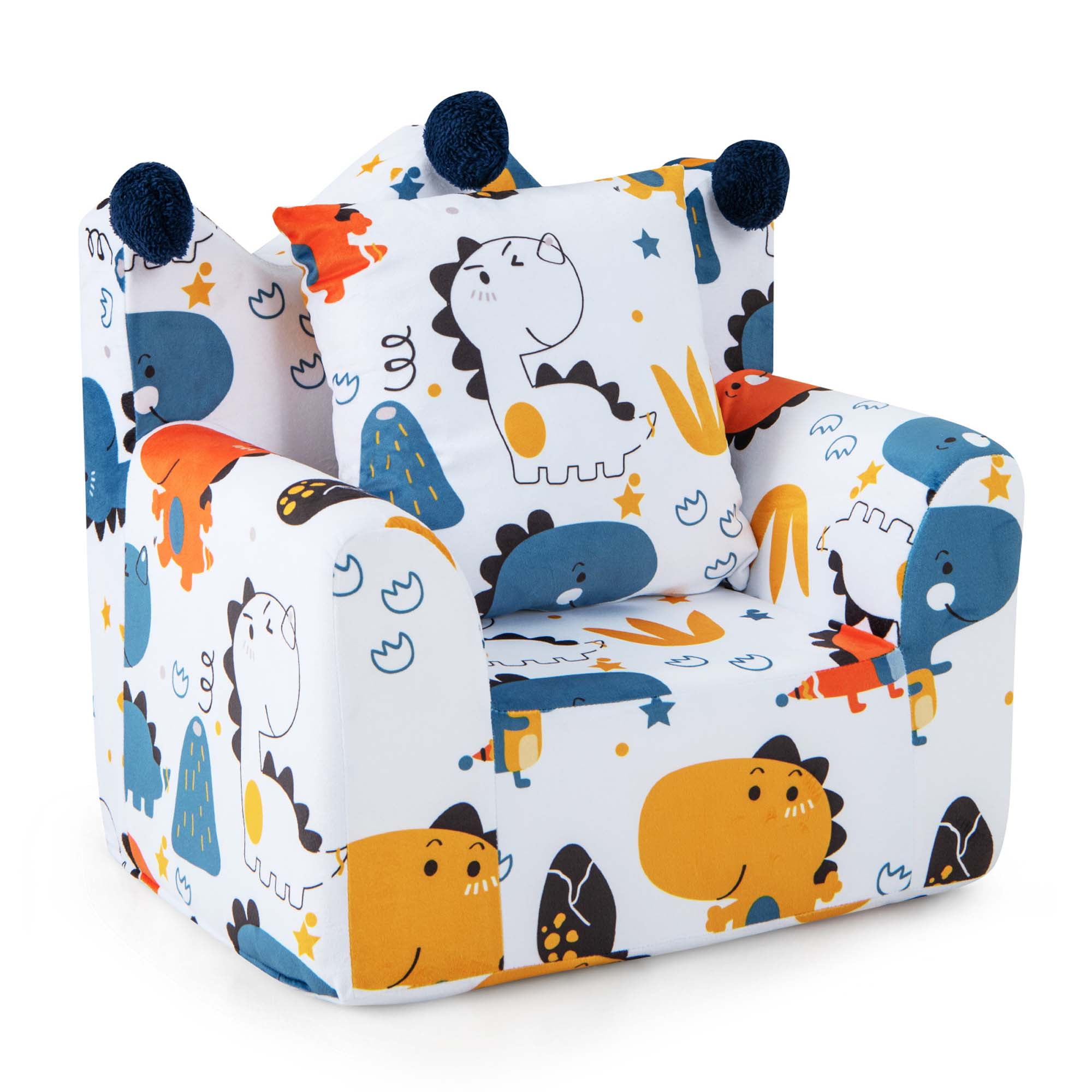 Costway Kids Sofa Chair Foam Dinosaur Armchair with Cover and Pillow ...
