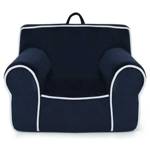 Costway Kids Sofa Toddler Foam Filled Armchair w/ Velvet Fabric Baby Gift Navy Blue