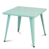 Costway Kids Steel 27'' Square Table Children Play Learn Activity Table Indoor Outdoor Blue