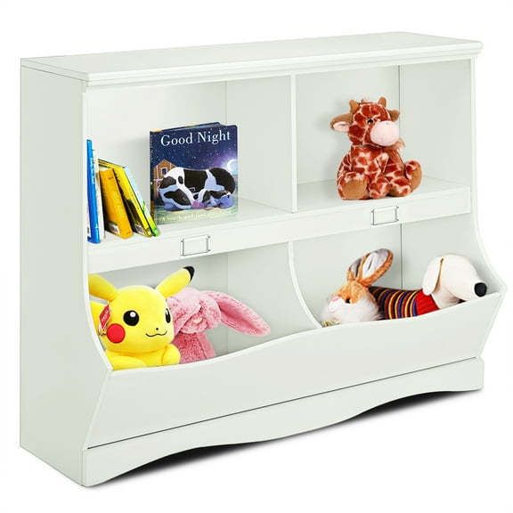 Costway Kids Storage Unit Bookshelf Bookcase Toy Organizer Bookshelf Bookcase White