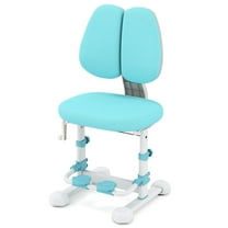 Costway Kids Study Chair with Adjustable Double Backrest, Footrest, Seat Height & Depth Blue