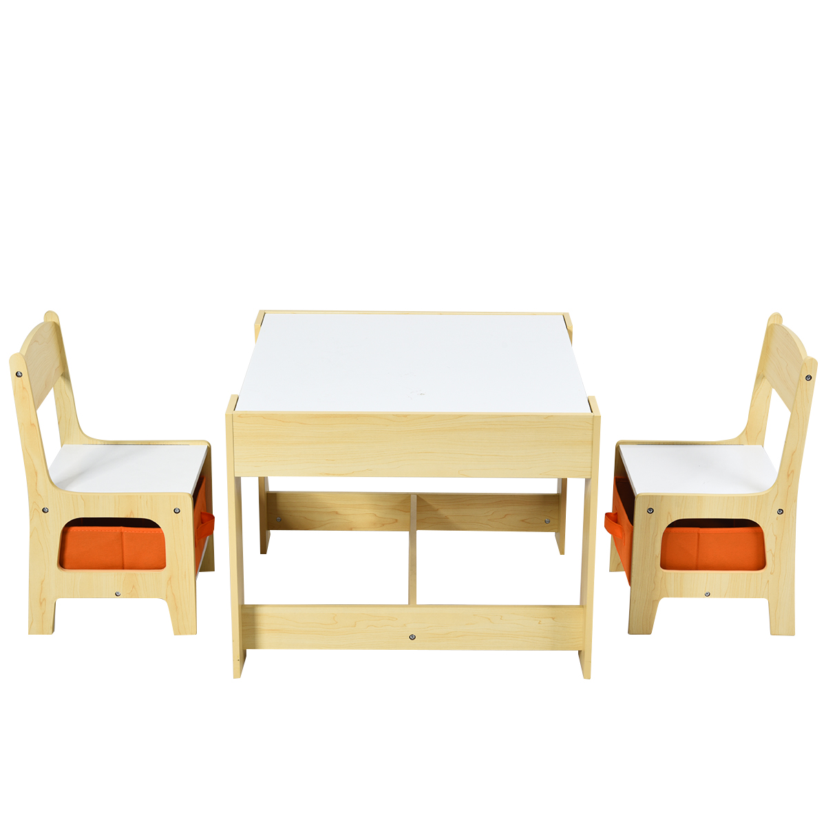 Costway Kids Table Chairs Set With Storage Boxes Blackboard Whiteboard Drawing Nature - image 1 of 10
