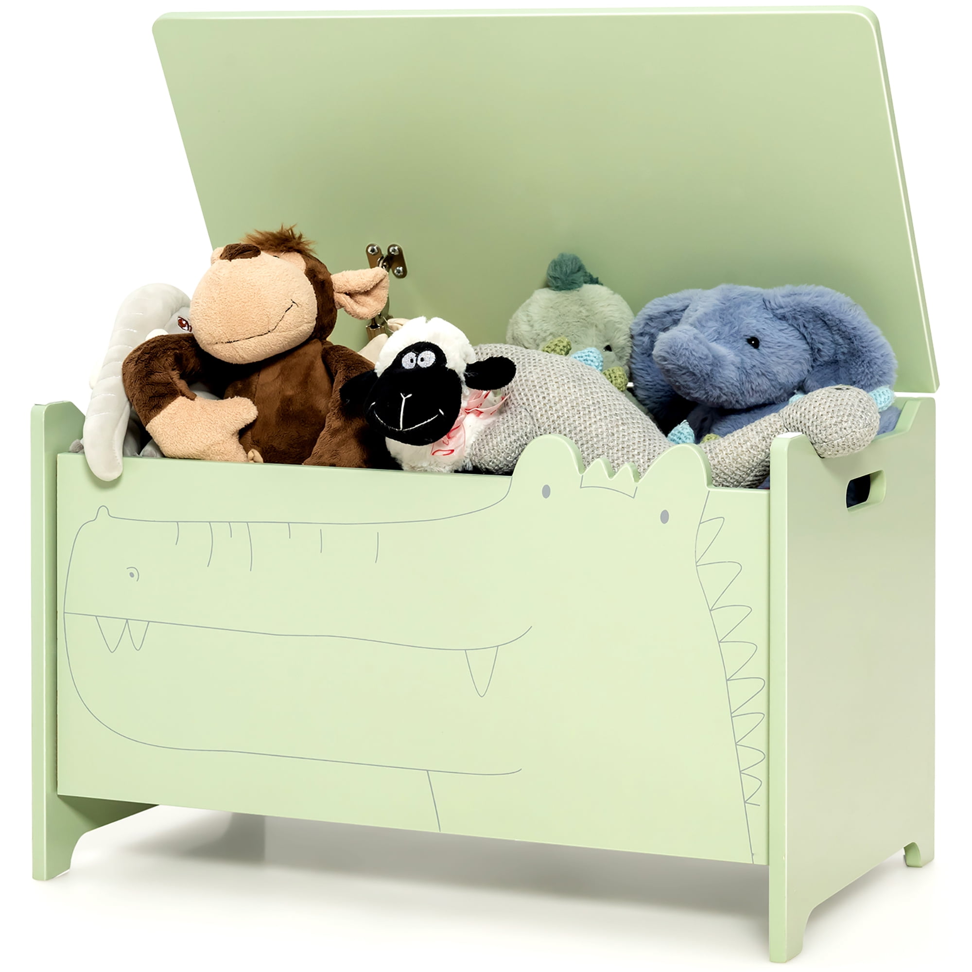 Green MDF Crocodile Toy Box with Safety Hinge