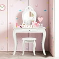 thumbnail image 1 of Costway Kids Vanity Set Princess Makeup Dressing Play Table Set W/Mirror  White, 1 of 11