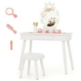 Costway Kids Vanity Set Princess Vanity Table & Chair Set with Lighted