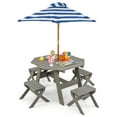 thumbnail image 1 of Costway Kids Wooden Table Set with Octagon Table 4 Stools & Removable Adjustable Umbrella Grey, 1 of 11