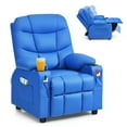 thumbnail image 1 of Costway Kids Youth Recliner Chair PU Leather w/Cup Holders & Side Pockets Blue, 1 of 9