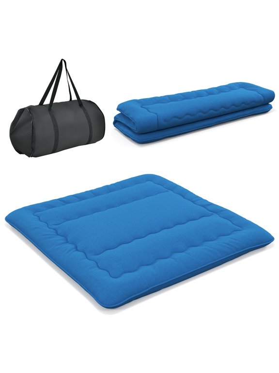 King Japanese Floor Futon Mattress Sleeping Pad, Blue