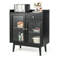 thumbnail image 1 of Costway Kitchen Buffet Server Sideboard Accent Cabinet with2 Tempered Glass Doors & Drawer, 1 of 10