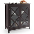 thumbnail image 1 of Costway Kitchen Buffet Sideboard Storage Cabinet w/Glass Doors & Adjustable Shelf Brown, 1 of 11