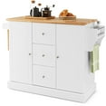 thumbnail image 1 of Costway Kitchen Island on Wheels Rolling Utility Cart Drawers Cabinets Spice Rack White, 1 of 11