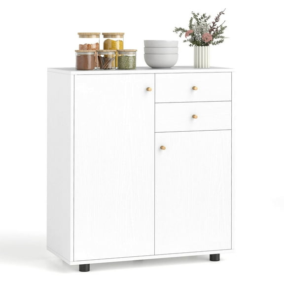 Costway Kitchen Sideboard Buffet Cabinet with 2 Drawers, 2 Doors and 3 Adjustable Shelves