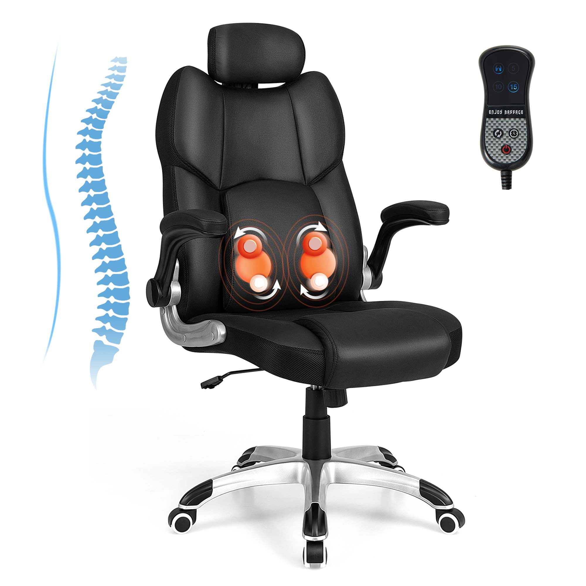 Costway Ergonomic Executive Office Chair with Kneading Massage, Adjustable Height, Swivel, Flip-up Armrests, Back Desk - Walmart.com Costway Ergonomic Executive Office Chair with Kneading Massage, Adjustable Height, Swivel, Flip-up Armrests, Back Desk - Walmart.com