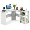thumbnail image 1 of Costway L-shaped Corner Computer Desk Home Office Writing Workstation with Storage Shelves White, 1 of 10
