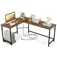 thumbnail image 1 of Costway L-shaped Gaming Desk Computer Desk with CPU Stand Power Outlets Rustic Brown, 1 of 10