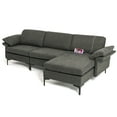 thumbnail image 1 of Costway L-shaped Modern Modular Sectional Sofa w/ Reversible Chaise & 2 USB Ports Grey, 1 of 10